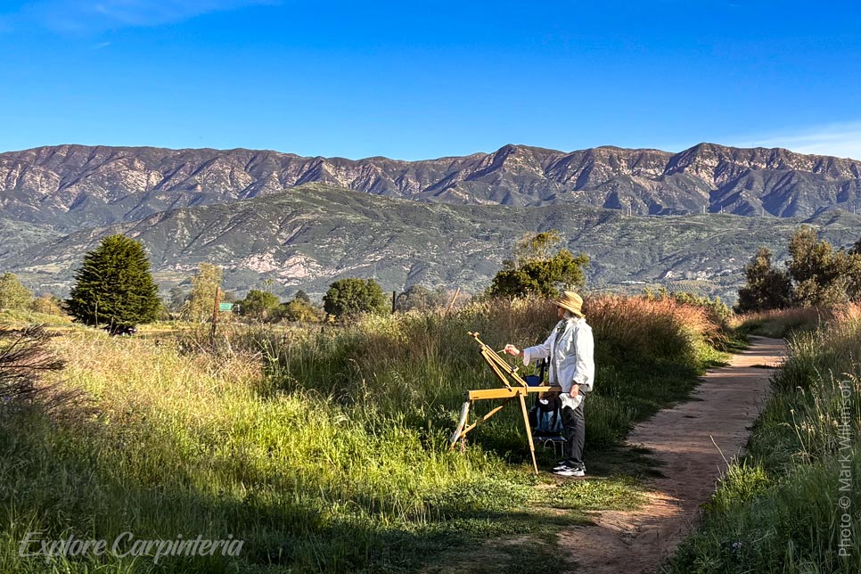 Artist at work along trail